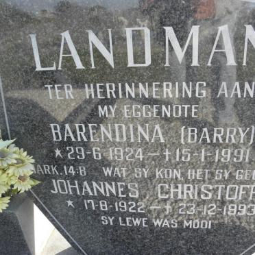 LANDMAN Johannes Christoffel 1922-1993 &amp; Barendina 1924-1991