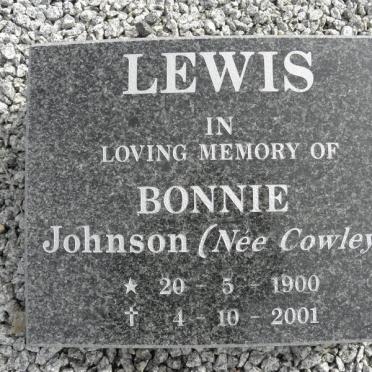 LEWIS Bonnie Johnson nee COWLEY 1900-2001