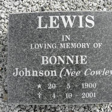 LEWIS Bonnie Johnson nee COWLEY 1900-2001