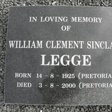 LEGGE William Clement Sinclair 1925-2000
