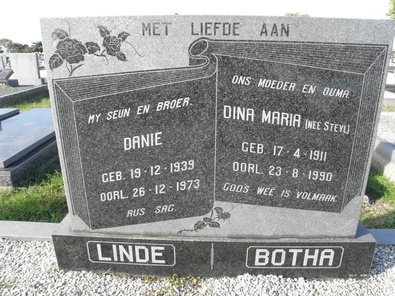 LINDE Danie 1939-1973 :: BOTHA Dina Maria nee STEYL 1911-1990