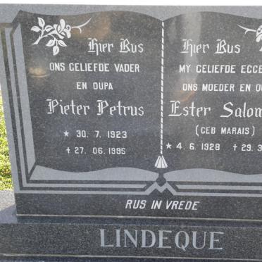 LINDEQUE Pieter Petrus 1923-1995 &amp; Ester Salomina MARAIS 1928-1987