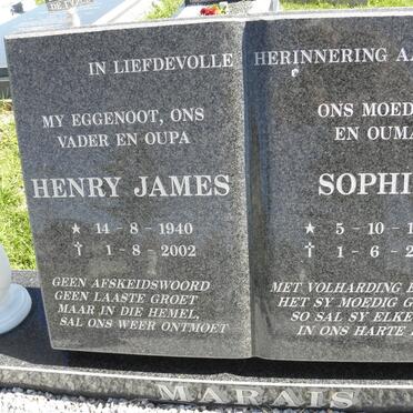 MARAIS Henry James 1940-2002 &amp; Sophia 1946-2007