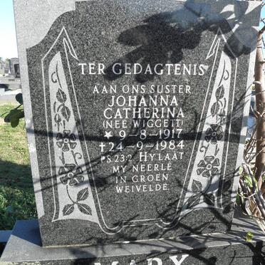 MARX Johanna Catherina nee WIGGETT 1917-1984