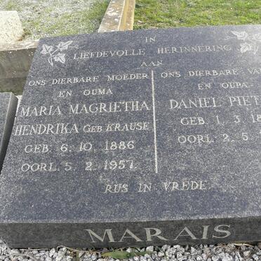 MARAIS Daniel Pieter 1873-1953 &amp; Maria Magrietha Hendrika KRAUSE 1886-1957