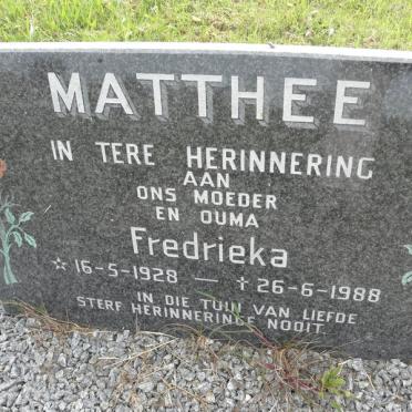 MATTHEE Fredrieka 1928-1988