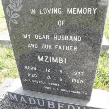 MADUBEDUBE Mzimbi 1927-1989
