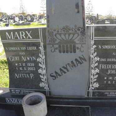 MARX Gert Alwyn 1938-2003 &amp; Aletta P. :: SAAYMAN Frederick Johannes 1966-1987