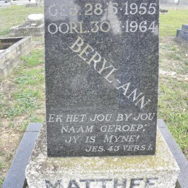 MATTHEE Beryl-Ann 1955-1964