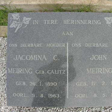 MEIRING John 1906-1960 &amp; Jacomina C. CALITZ 1890-1963