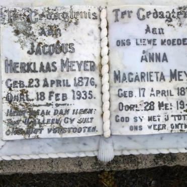 MEYER Jacobus Herklaas 1876-1935 &amp; Anna Magarieta 1876-1949