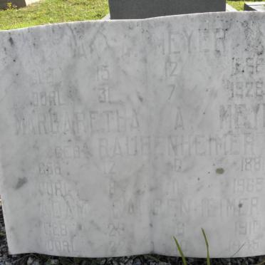 MEYER Jan A. 1888-1928 &amp; Margaretha A. RAUBENHEIMER 1881-1965 :: RAUBENHEIMER Adam 1910-1945