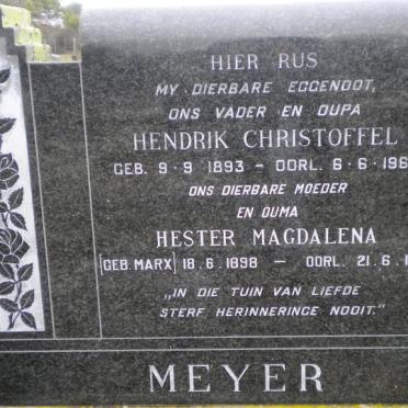 MEYER Hendrik Christoffel 1893-1968 &amp; Hester Magdalena MARX 1898-1972