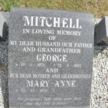 MITCHELL George 1921-1997 &amp; Mary Anne 1926-