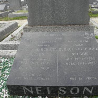 NELSON George Frederick 1892-1963 &amp; Susara Magrieta DE JAGER 1908-1960