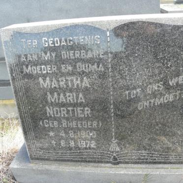 NORTIER Martha Maria nee RHEEDER 1900-1972