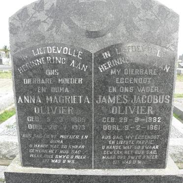 OLIVIER James Jacobus 1882-1961 &amp; Anna Magrieta 1885-1973