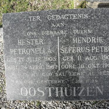 OOSTHUIZEN Hendrik Seferus Petrus 1902-1953 &amp; Hester Petronella 1903-1967