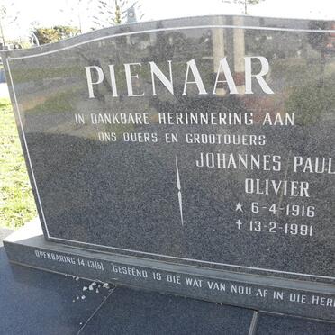 PIENAAR Johannes Paulus Olivier 1916-1991