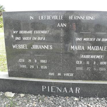 PIENAAR Wessel Johannes 1887-1976 &amp; Maria Magdalena RAUBENHEIMER 1890-1985