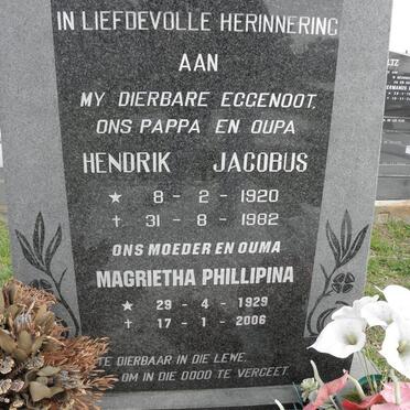PIENAAR Hendrik Jacobus 1920-1982 &amp; Magrietha Phillipina 1929-2006