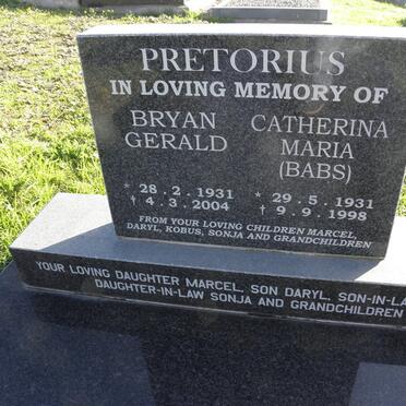 PRETORIUS Bryan Gerald 1931-2004 &amp; Catherina Maria 1931-1998