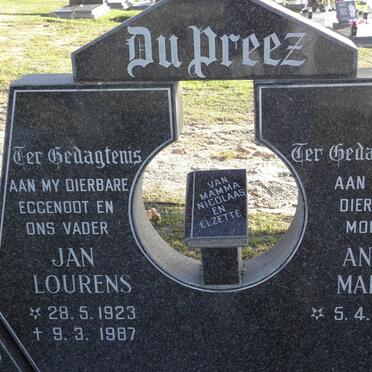 PREEZ Jan Lourens, du 1923-1987 &amp; Anna Maria 1932-