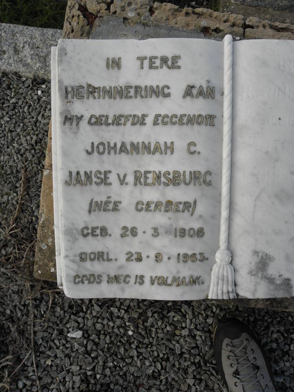 RENSBURG Johannah C., Janse v. nee GERBER 1906-1963