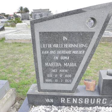 RENSBURG Martha Maria, van nee KOEN 1890-1975