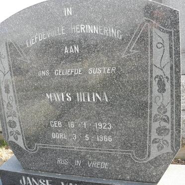 RENSBURG Maves Helina, Janse van 1923-1966