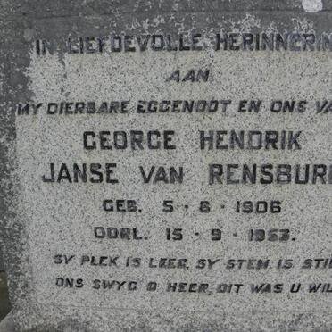 RENSBURG George Hendrik, Janse van 1906-1953