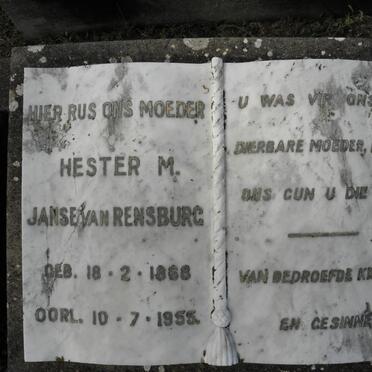 RENSBURG Hester M., Janse van 1868-1955