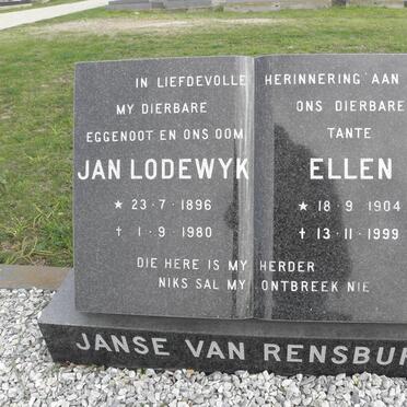RENSBURG Jan Lodewyk, Janse van 1896-1980 &amp; Ellen 1904-1999