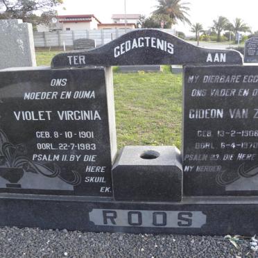 ROOS Gideon Van Zyl 1906-1970 &amp; Violet Virginia 1901-1983