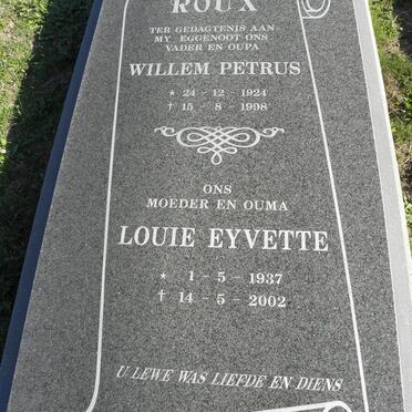 ROUX Willem Petrus 1924-1998 &amp; Louie Eyvette 1937-2002