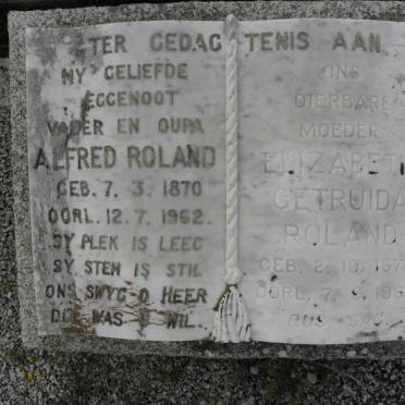 ROLAND Alfred 1870-1962 &amp; Elizabeth Gertruida 1878-1968