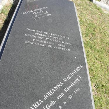 SCHUTTE Giliam Johannes 1941-2000 &amp; Maria Johanna Magdalena VAN RENSBURG 1941-