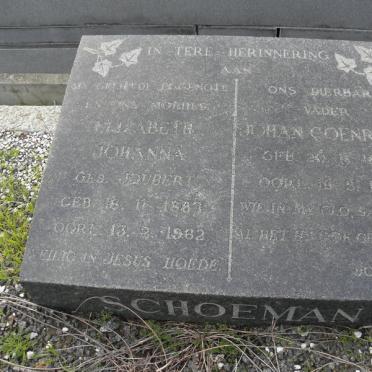 SCHOEMAN Johan Coenraad 1882-1964 &amp; Elizabeth Johanna JOUBERT 1887-1962