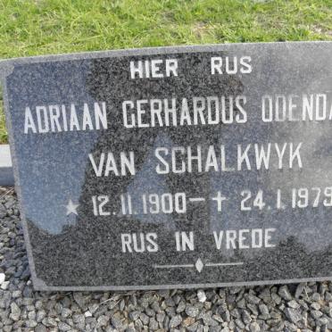 SCHALKWYK Adriaan Gerhardus Odendaal, van 1900-1979