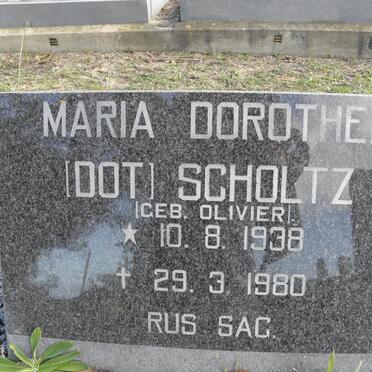 SCHOLTZ Maria Dorothea nee OLIVIER 1938-1980