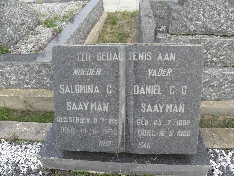 SAAYMAN Daniel C.G. 1892-1958 &amp; Salomina C. GERBER 1897-1976