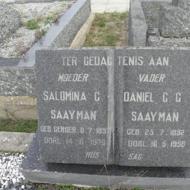 SAAYMAN Daniel C.G. 1892-1958 &amp; Salomina C. GERBER 1897-1976
