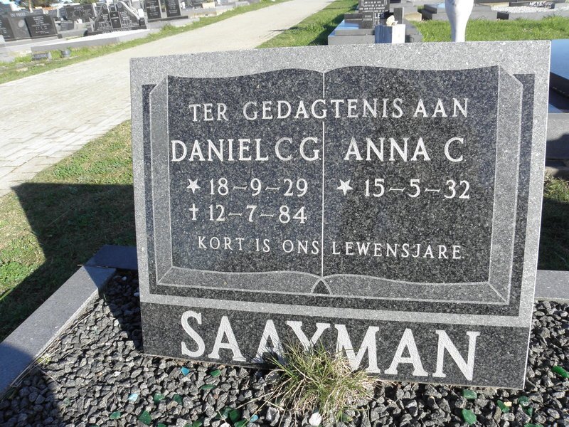 SAAYMAN Daniel C.G. 1929-1984 &amp; Anna C. 1932-