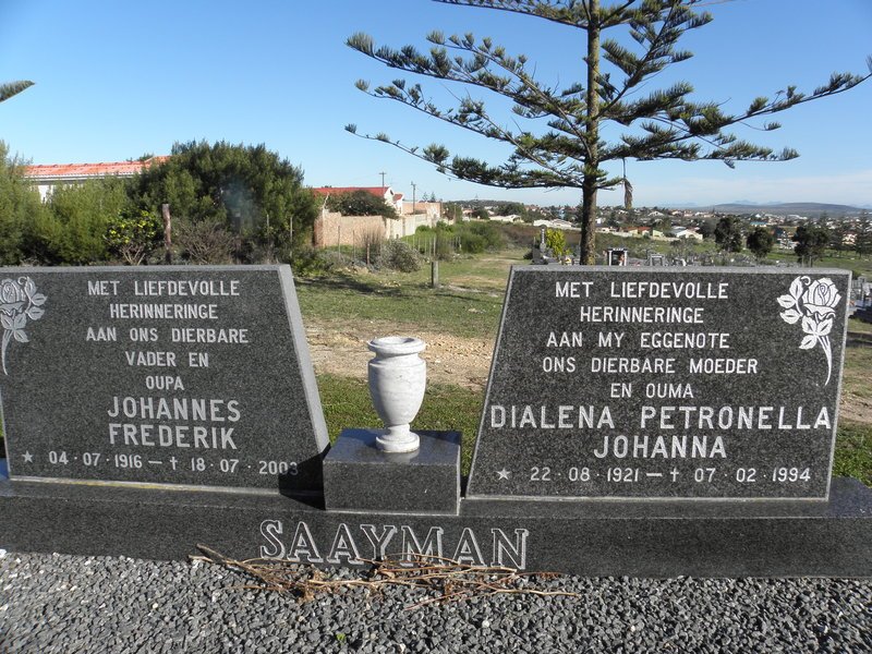 SAAYMAN Johannes Frederik 1916-2003 &amp; Dialena Petronella Johanna 1921-1994