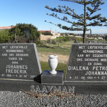 SAAYMAN Johannes Frederik 1916-2003 &amp; Dialena Petronella Johanna 1921-1994