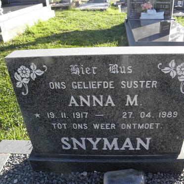 SNYMAN Anna M. 1917-1989