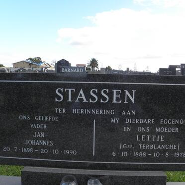 STASSEN Jan Johannes 1898-1990 &amp; Lettie TERBLANCHE 1888-1978