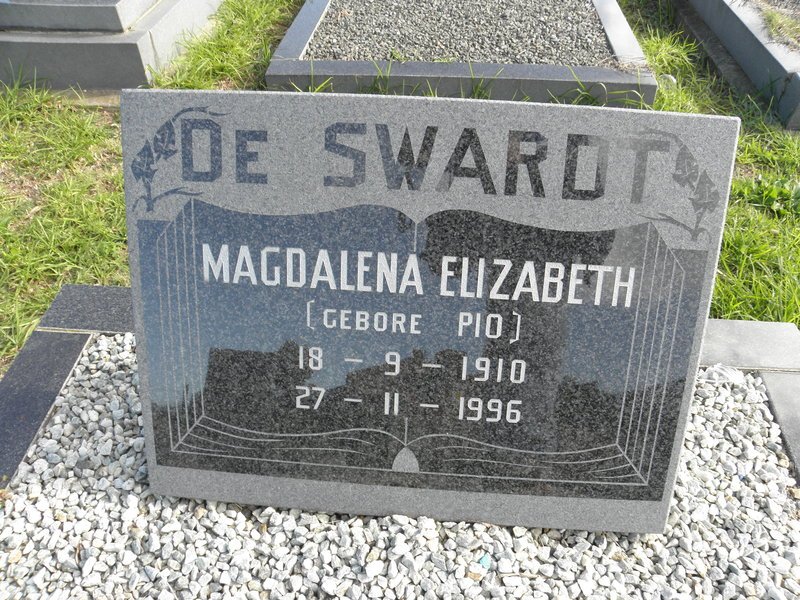 SWARDT Magdalena Elizabeth, de nee PIO 1910-1996