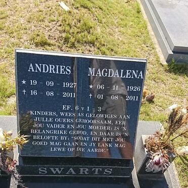 SWARTS Andries 1927-2011 &amp; Magdalena 1926-2011
