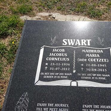 SWART Jacob Jacobus Cornelius 1936-2012 &amp; Mathilda Maria COETZEE 1945-2015